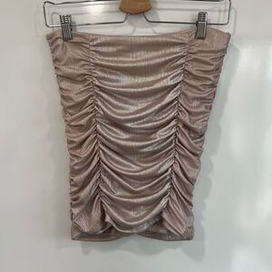 Iris‎ Metallic Ruched Tube Top Rose Gold Medium
